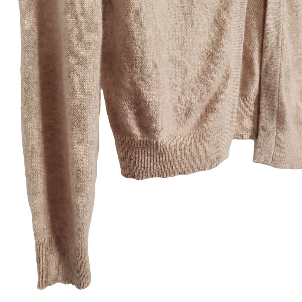 Cynthia Rowley Size S Sweater Flyaway Cardigan 100% Cashmere Coquette Ruffle Tan - Picture 6 of 9